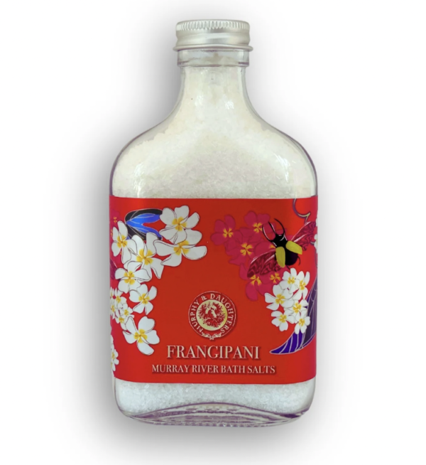 Frangipani Murray River Bath Salts in a bottle
