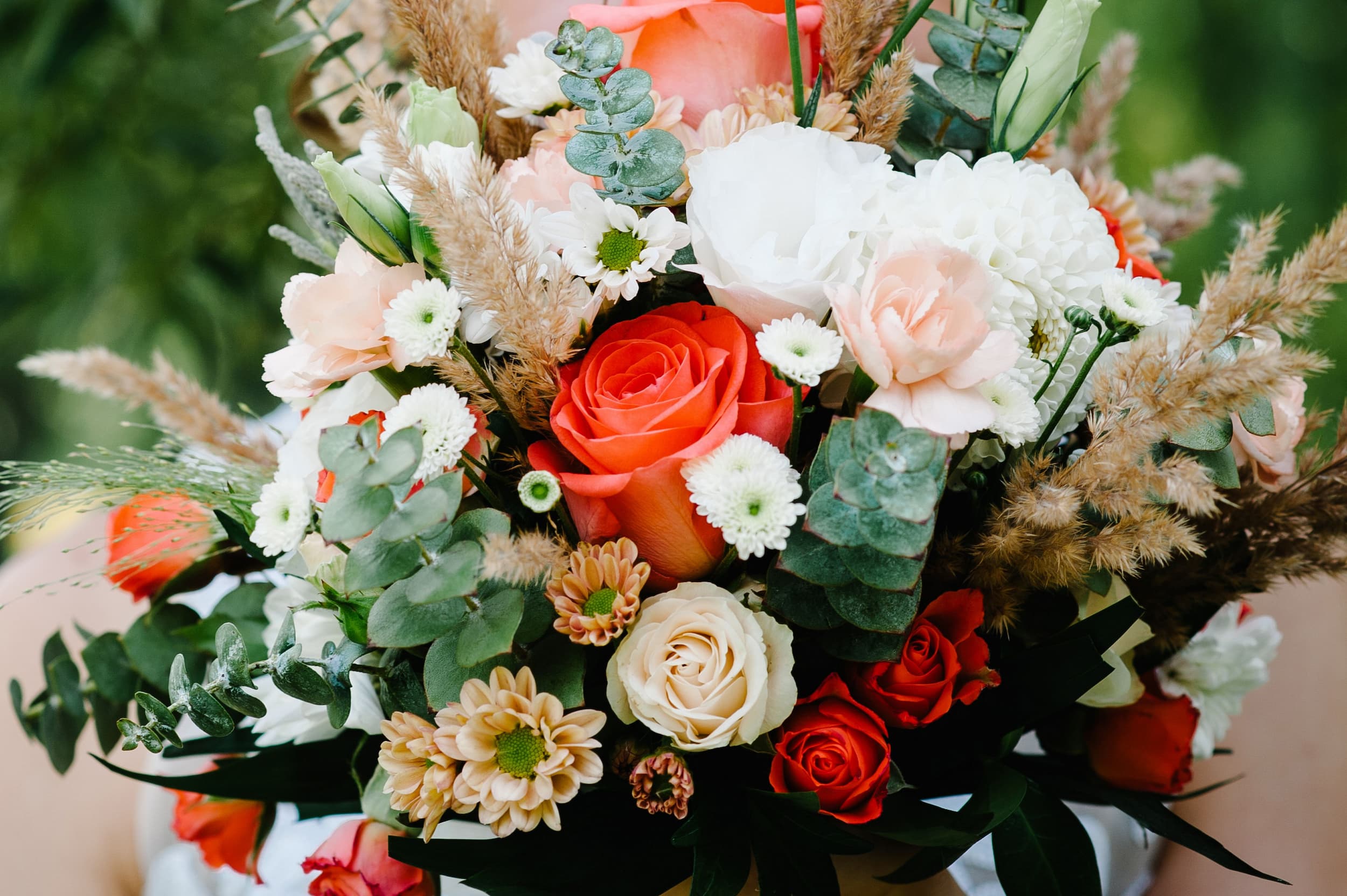 Wedding bouquet of flowers and greenery